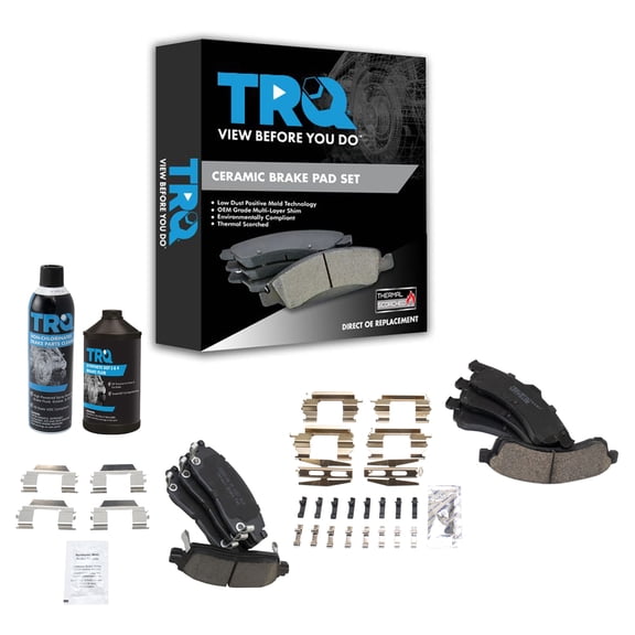 TRQ Premium Posi Ceramic Brake Pad Kit Front & Rear Kit w/Chemicals BFA15307 Fits select: 2002-2005 CHEVROLET TRAILBLAZER, 2002-2005 GMC ENVOY
