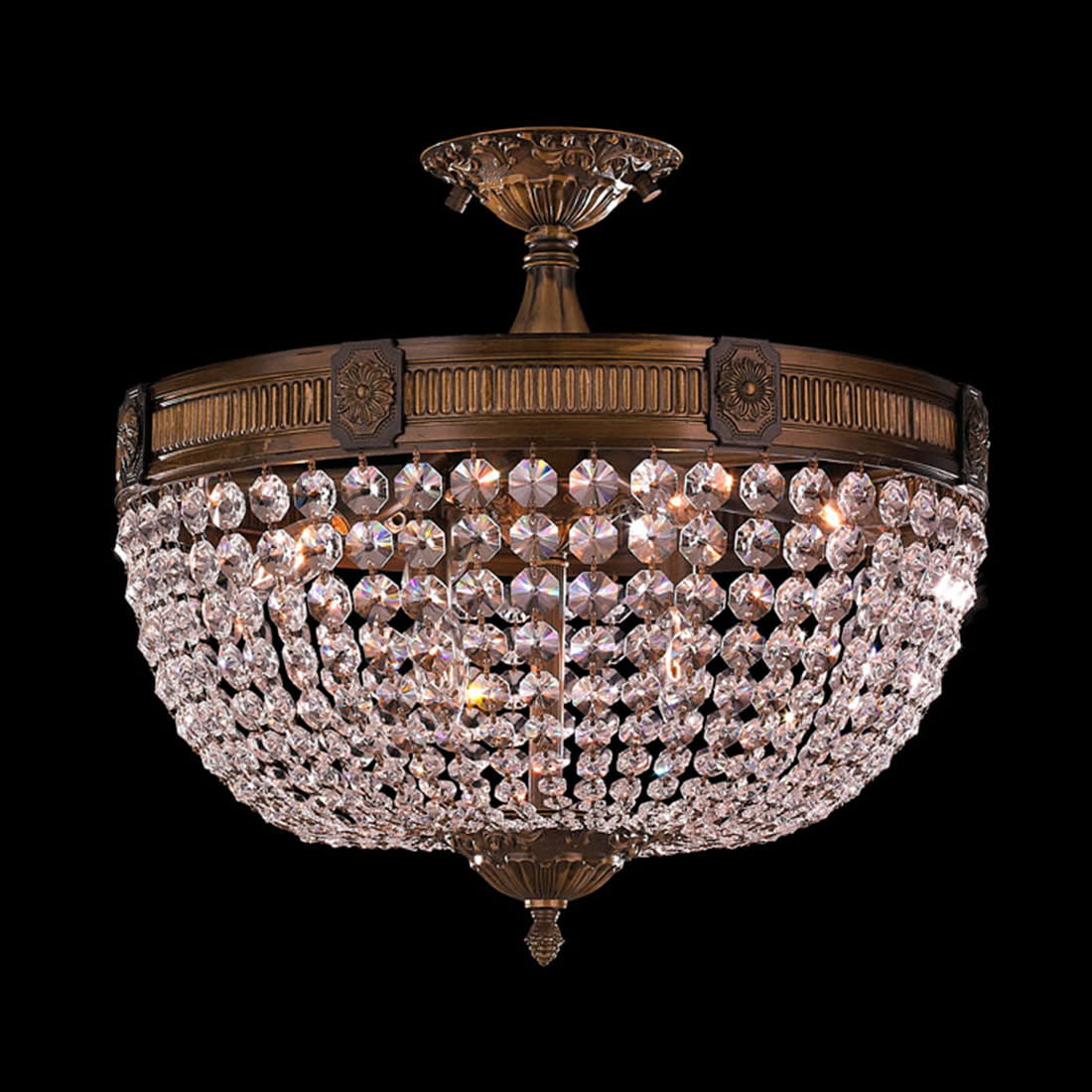Winchester Collection 6 Light Antique Bronze Finish and Clear Crystal Semi Flush Mount Ceiling Light 20