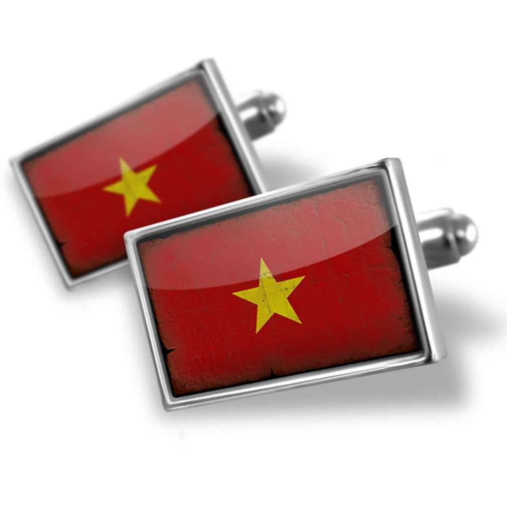 Cufflinks Vietnam Flag with a vintage look NEONBLOND by NEONBLOND