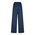 thumbnail image 6 of Lenpel Dress Pants for Women Trendy Elastic High Waisted Pull on Wide Leg Work Pants Business Casual Trousers with Pockets(Navy,X-Large), 6 of 7
