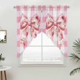 thumbnail image 5 of Pink Floral Print Kitchen Window Curtains, Swag Curtains Valance for Bedroom Living Room Bathroom, Checkered Bow Rose Flower Gingham Rod Pocket Window Treatment Curtain Block Drapes 2 Panels 28"x36", 5 of 9