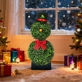 thumbnail image 5 of Artificial Snowman Topiary Tree 30 Inch with Red Bow Santa Hat, Potted Christmas Decor for Indoor Outdoor Porch Lawn, UV Resistant Boxwood Topiaries Holiday Decorations, 5 of 8