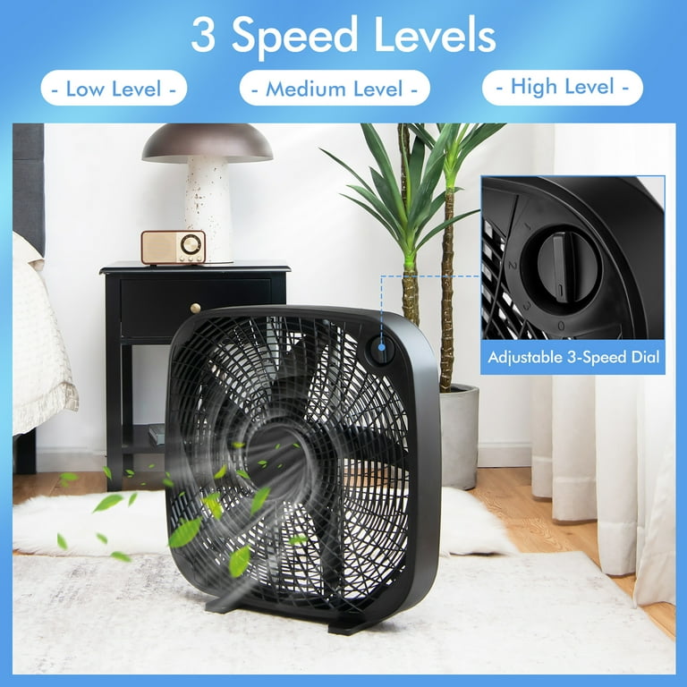 COSTWAY 20'' 3-Speed Box Fan, Portable, Quiet, Strong