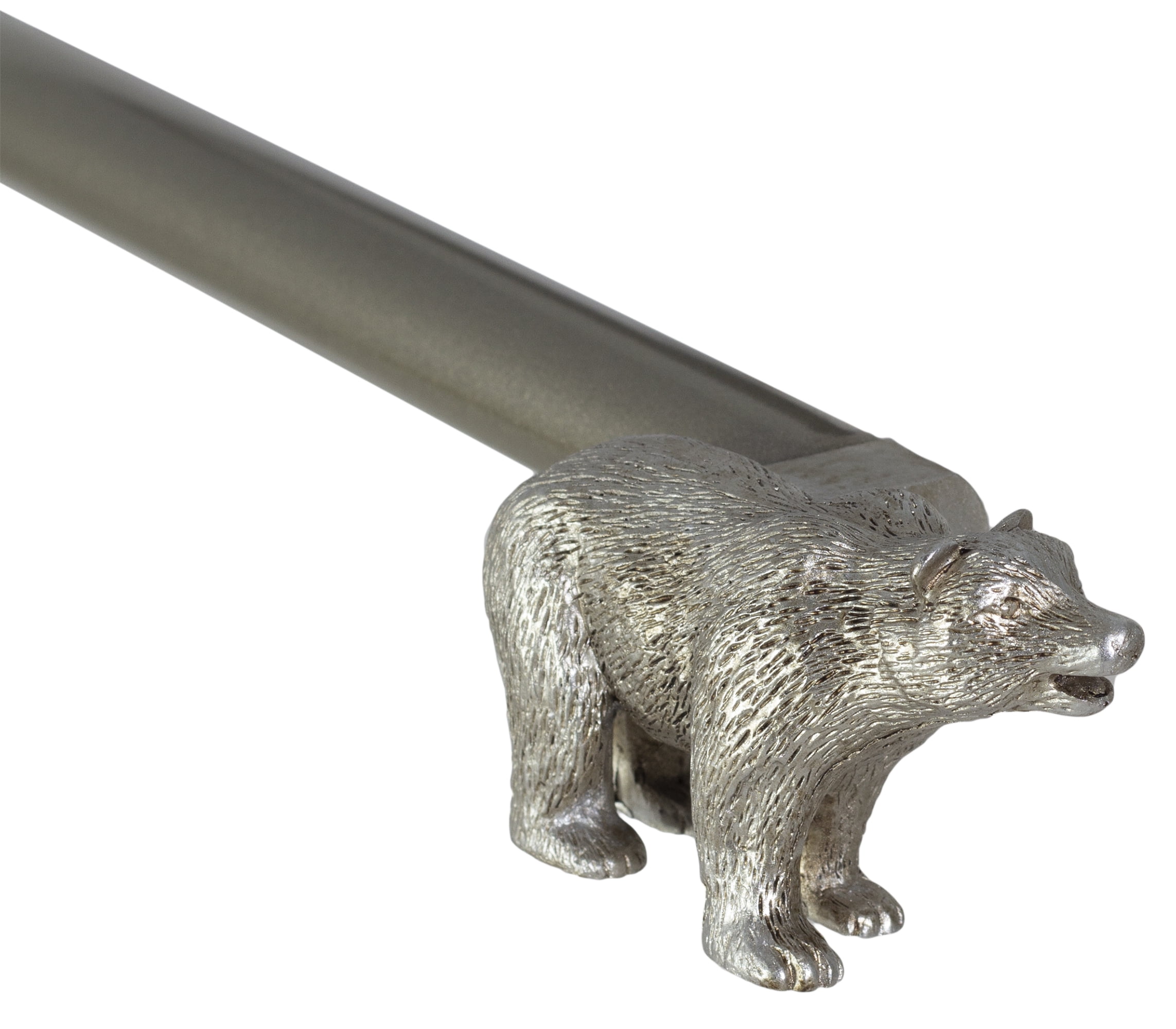 Urbanest Farmhouse Bear 3/4" Adjustable Curtain Rod – Heavy-Duty Telescoping Drapery Rod with Decorative Bear Finials – Extendable Window Rod for Curtains & Drapes, 84"–120″, Antique Silver/Pewter