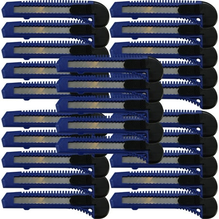 

25 Twenty Five Bulk Blue Utility Knives Box Cutters Snap Off Blades