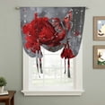 thumbnail image 2 of Red Roses Balloon Curtains for Bedroom/Front Door/Bathroom, Valentine's Day Crystal Butterflies Floral Tie Up Curtains 63 Inch Length Light Filtering Kitchen Curtains Shades for Windows 46"x63", 2 of 8