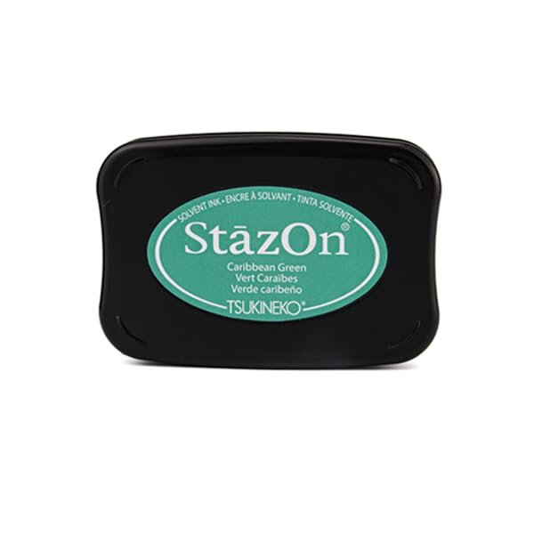 StazOn Multi-Surface Solvent Ink Pad Bundle - 3 Pk StazOn Solvent Ink Pads - Midnight Blue, Teal Blue, Caribbean Green - with Trebbies Detail Sticks