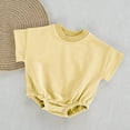 thumbnail image 6 of biudgviw Baby Boy Girl Onesie Romper Infant Plain Oversize T-Shirt Casual Round Neck Short Sleeve Bodysuit Cotton Summer Clothes(Yellow,12-18 Months), 6 of 6