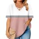 thumbnail image 5 of Xuyuer Women's Casual V-Neck Short Sleeve Loose Blouse, Retro Floral Print, 5 of 6