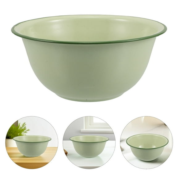 Hemoton Retro Light Green Enamel Bowl for Home Use Ideal for Fruit Noodle and Soup 15.5cm