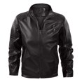 thumbnail image 3 of Xdegoge Mens Faux Leather Racer Jacket Stand Collar Motorcycle Biker Coat Quilted Paneled Zip Up Pu Outerwear Slim Fit Fall Winter Casual Vintage Windbreaker, 3 of 7
