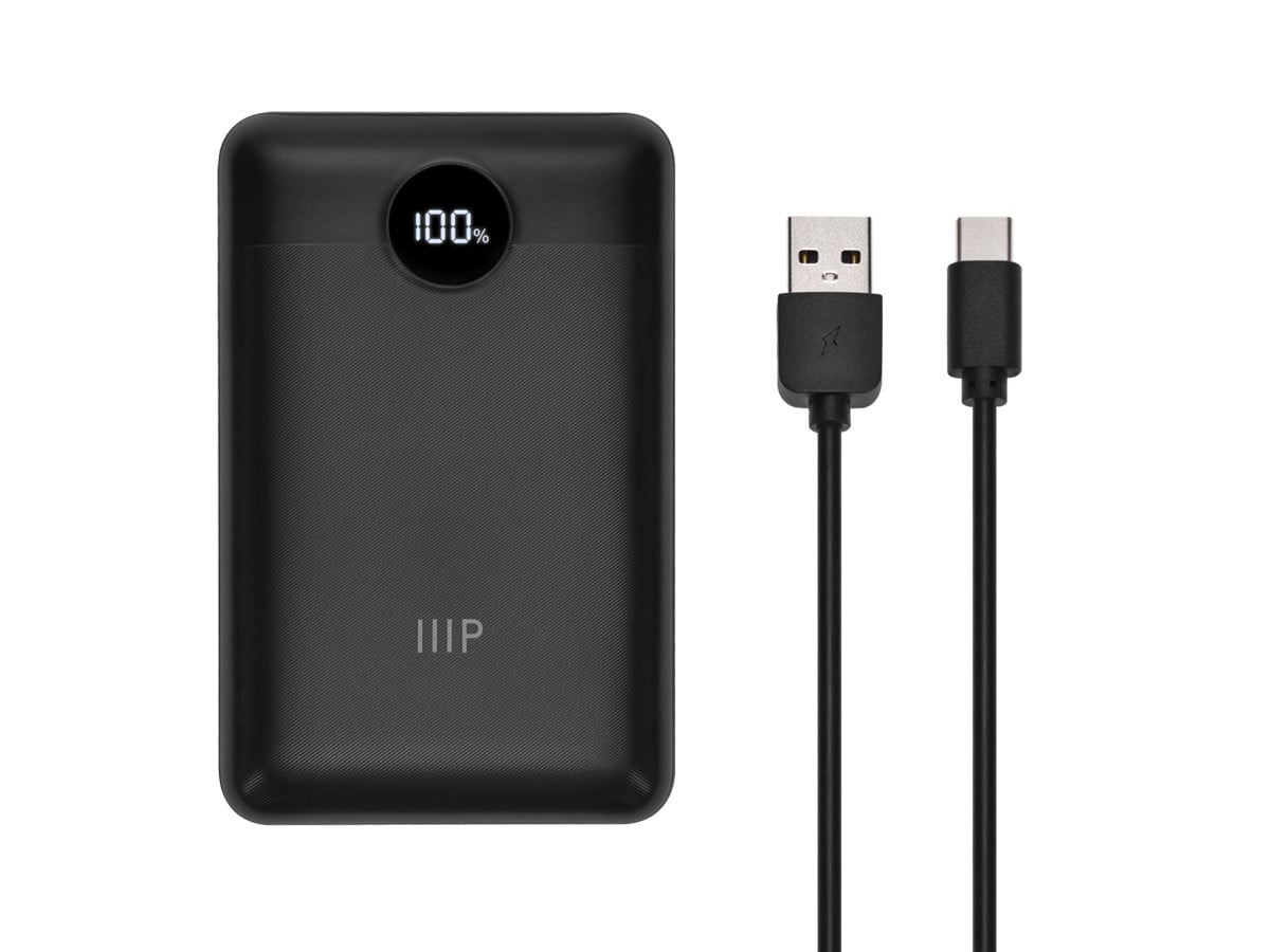 Monoprice Compact USB-C 20,000 mAh Power Bank with PD 20W and QC 3.0 Fast Charging, Built-In Digital LED Display, For 14 Pro Max, iPhone 14 Pro, AirPods, iPad, Samsung Galaxy S23, S23+, Ultra