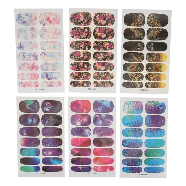 6 hojas de pegatinas para decoración de uñas, pegatinas vintage de transferencia de agua para uñas, para mujeres, niños y niñas