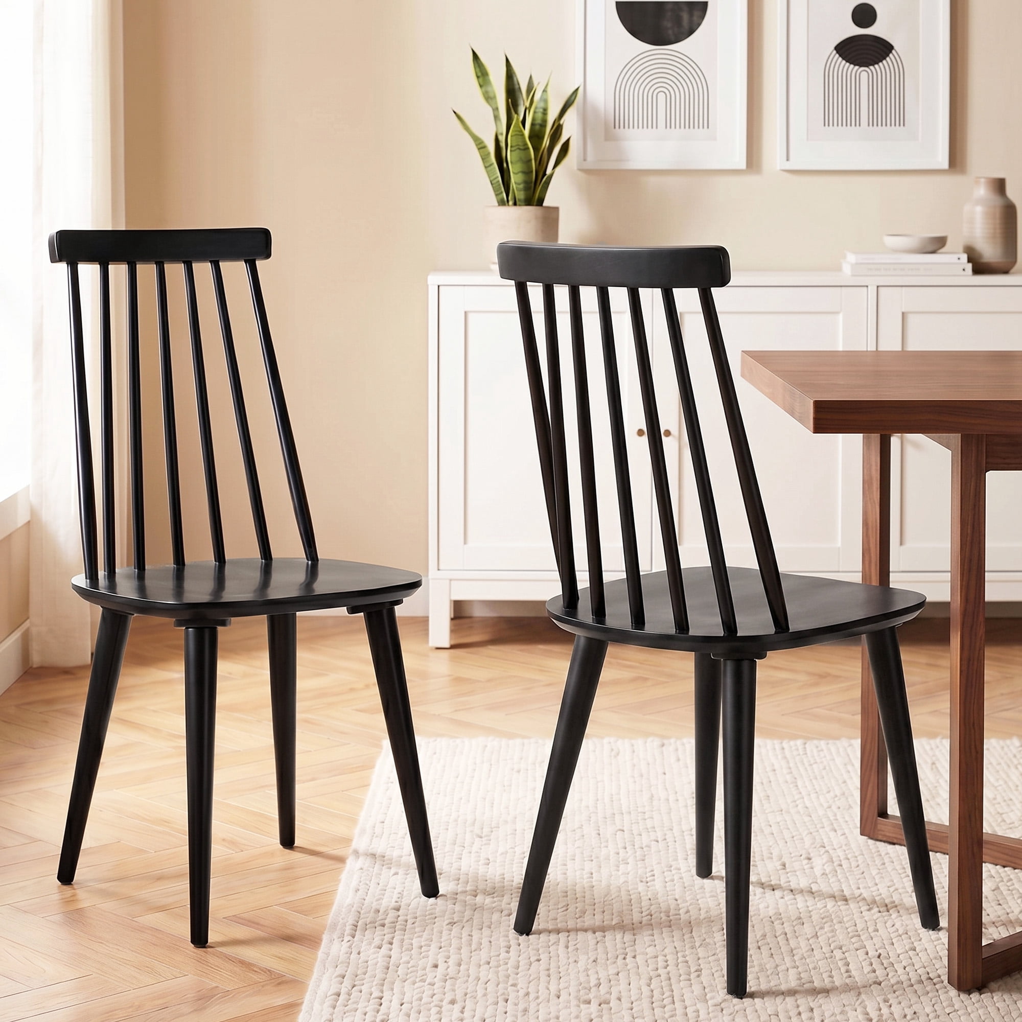 Duhome Dining Chairs Set of 2 Wood Dining Room Chair Black Spindle Chair for Kitchen, Windsor Chair Farmhouse Chairs Black