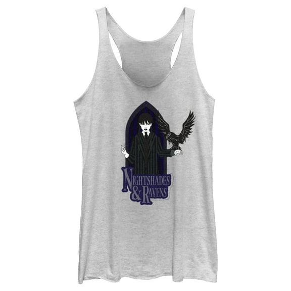 Women's Wednesday Nightshades & Ravens Racerback Tank Top White Heather X Large