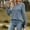 Blue, variant on PEZHADA Sweaters for Women Clearance,Women's Pullover Sweaters Round Neck Stripe Matte Pullover Solid Color Long Sleeved T-shirt Sweaters Top Black