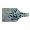 thumbnail image 1 of Anchor Cutting Board, Art Skull Rope Nautical the Adventure Begins Message Historic Marine Print, Decorative Tempered Glass Cutting and Serving Board, Wine Bottle Shape, Beige Navy Blue, by Ambesonne, 1 of 1