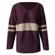 thumbnail image 2 of Gibobby Suéteres de invierno de manga larga con cuello en V para mujer Suéter de punto informal a rayas a la moda (Multicolor, M), 2 of 4