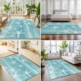 thumbnail image 4 of Area Rugs 3'x5', Teal Coastal Carpet Runner Indoor Outdoor Rugs Home Decor Aesthetic, Summer Ocean Waves Ombre Sea Starfish Non Slip Mats Washable Accent Rug for Living Room Bedroom, 4 of 8