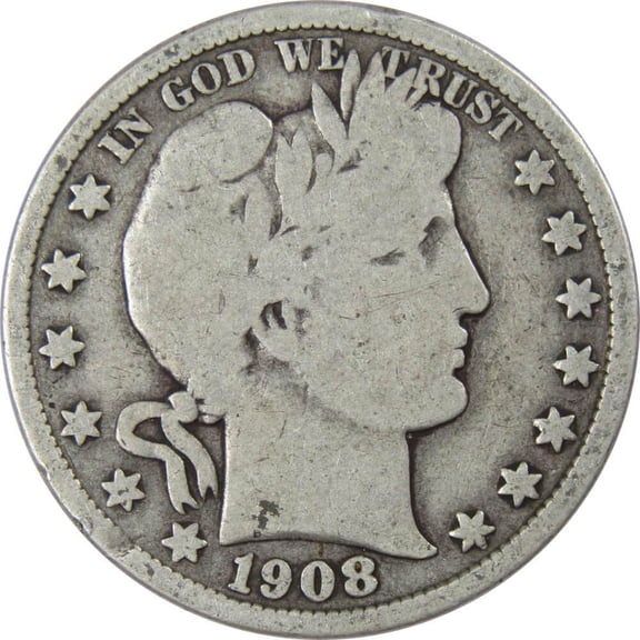 1908 D Barber Half Dollar G Good 90% Silver 50c US Type Coin Collectible