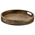thumbnail image 1 of Bouclair Brown Round Dark Wood Tray, 1 of 6