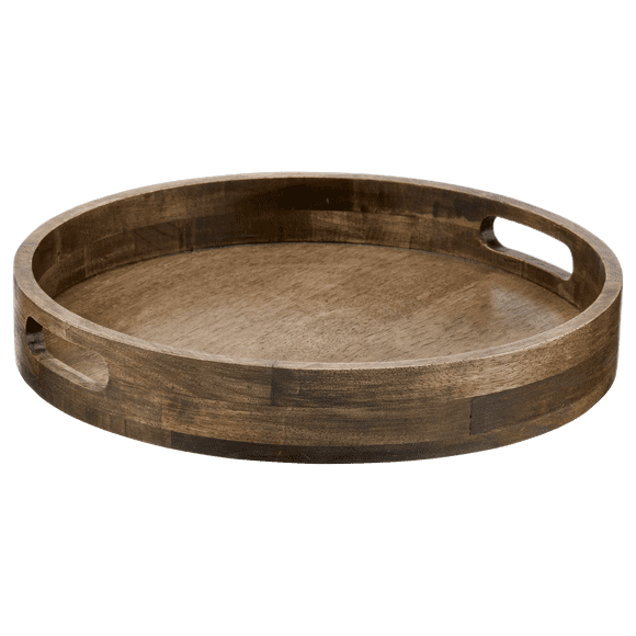 Bouclair Brown Round Dark Wood Tray
