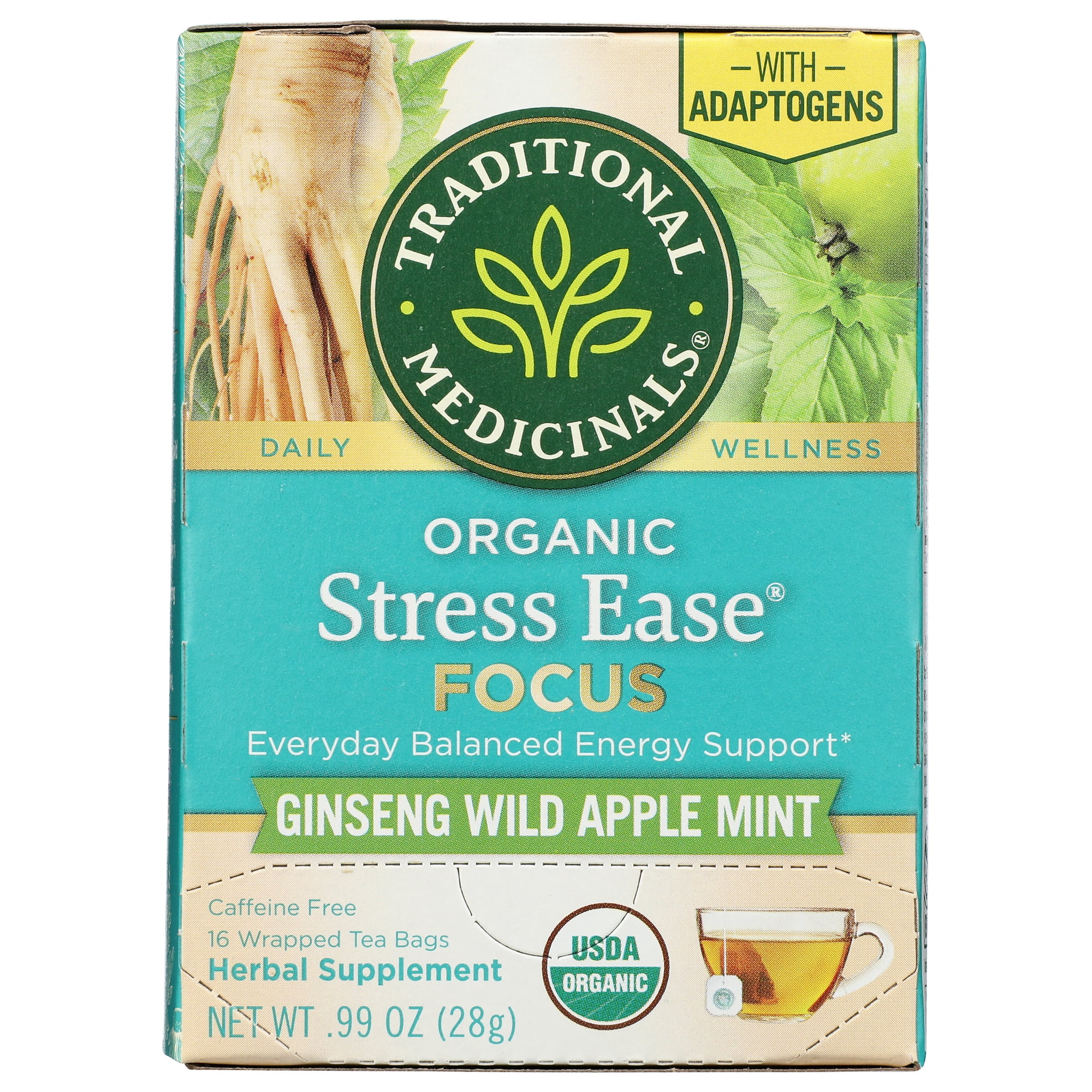 Traditional Med - Stress Ease Focus Tea - 16 Bg, Case of 6