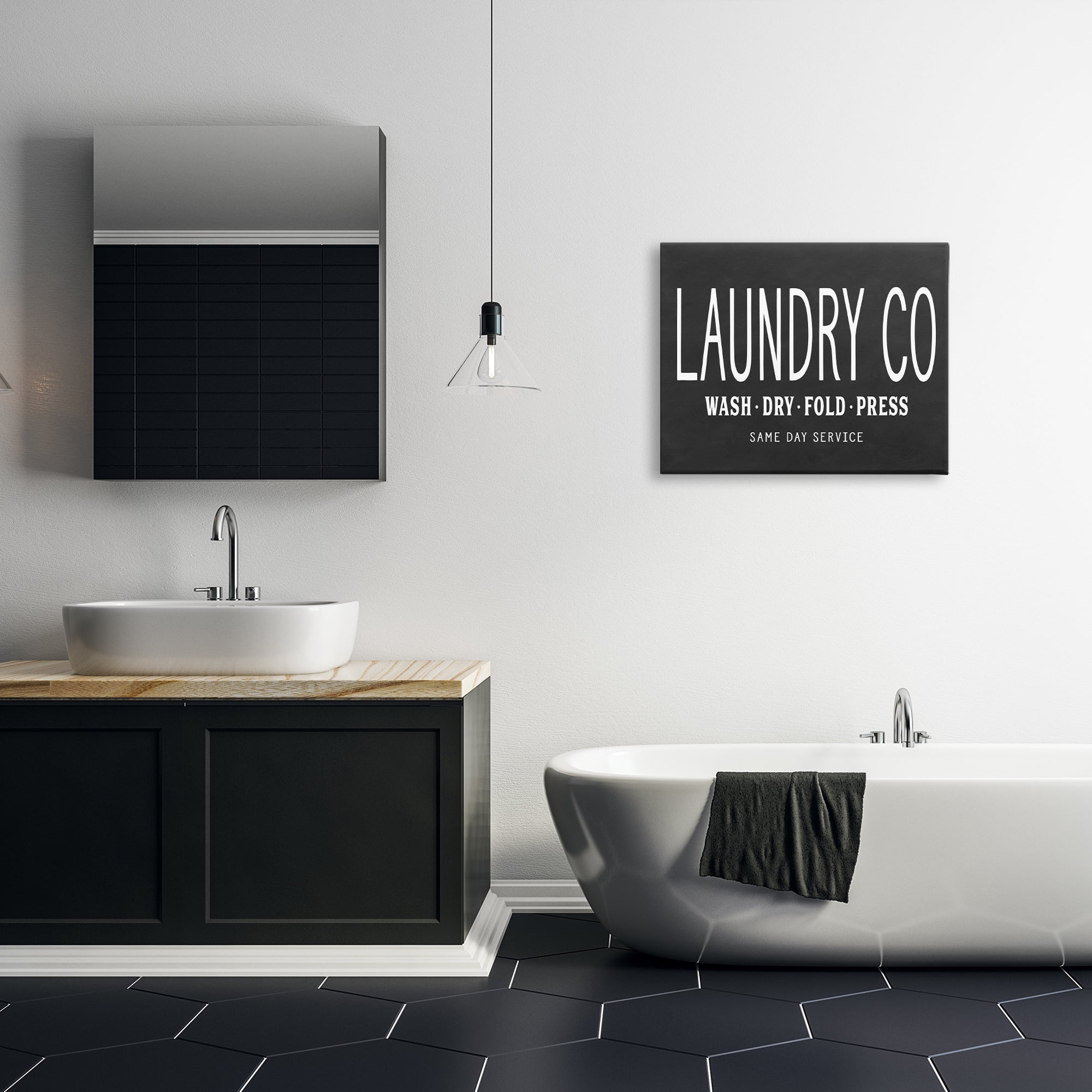 Stupell Industries Laundry Essentials Chalkboard Bath & Laundry Painting Wrapped Canvas Art Print Wall Art, 30 x 24