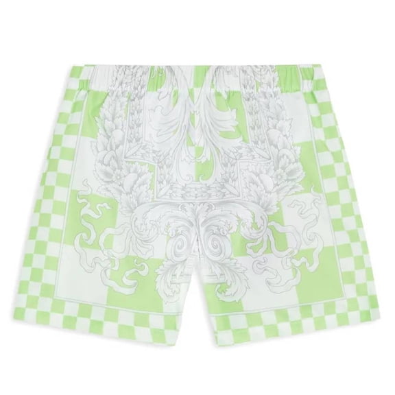 Young Versace Girls Checkerboard Barocco Swim Shorts, Size 12Y