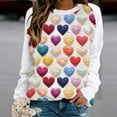 thumbnail image 2 of VALMASS Chandails en Molleton Col Rond pour Femmes Saint-Valentin Imprimé Floral Manches Longues Mode Décontractée Blouses Sans Capuche (S, Blanc), 2 of 3