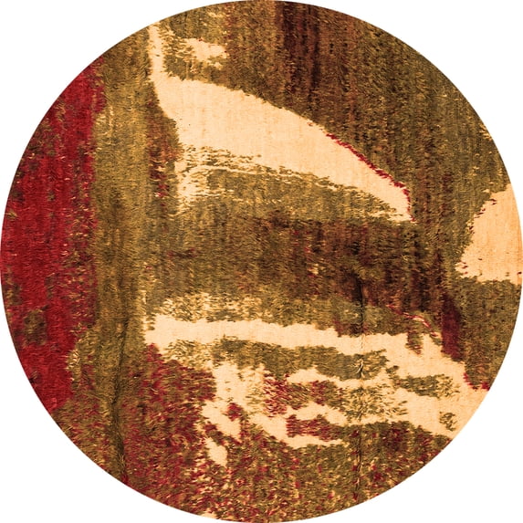 Ahgly Company Indoor Round Abstract Orange Modern Area Rugs, 8' Round