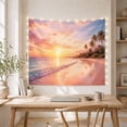 thumbnail image 5 of Tropical Beach at Sunset With Palm Trees Serene Coastal for Beach Lovers Serene Coastal Art Decor Housewarming Gift Tapestry Wall Hanging for Bedroom and Living Room, 5 of 7