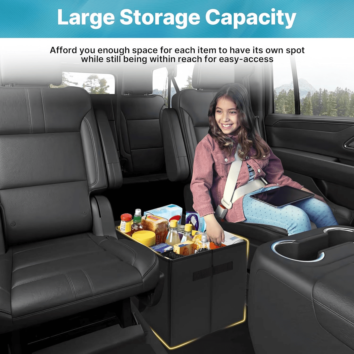 Car Seat Organizer for Chevrolet Suburban 2021-2026, Console Organizer Backseat Box for Chevy Suburban, Dog Toy Box Storage Bin Kids Toys Baby Supplies Travel Accessories