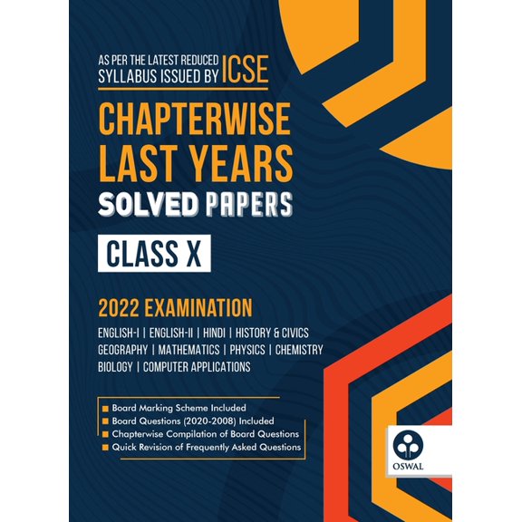 Chapterwise Last 10 Years Solved Papers: ICSE Class 10 for 2022 Examination, (Paperback)