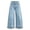 Light Blue, variant on Cmfcve Women's Fashion Jeans High Waist Denim Pants Folded Hem Straight Leg Trendy Pants for Women Solid Color Spliced Detail Pockets Button Fly Long Length