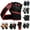 Black / Red, variant on MRX Men Anti-Slip Fingerless Leather Red Weight Lifting Gloves, M
