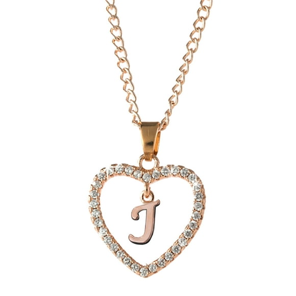 jovati Letter Necklace 26 letter zircon Heart Necklace Jewelry Love Pendant Necklace