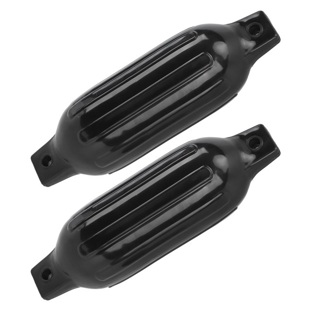 Boat Fender Bumper, PVC 2pcs Strong Buffering Waterproof UV Resistant Black Inflatable Boat Fender 5.5 X 20 Inches Elastic for Docks Yachts Canoes Pontoons