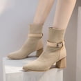 thumbnail image 3 of NECHOLOGY Botas Mujer Adulto Femenino Zapatos Botines para mujer Botas largas de tacón por encima de la rodilla con estampado de de ante para mujer, moda de otoño e invierno (White, 7.50), 3 of 6