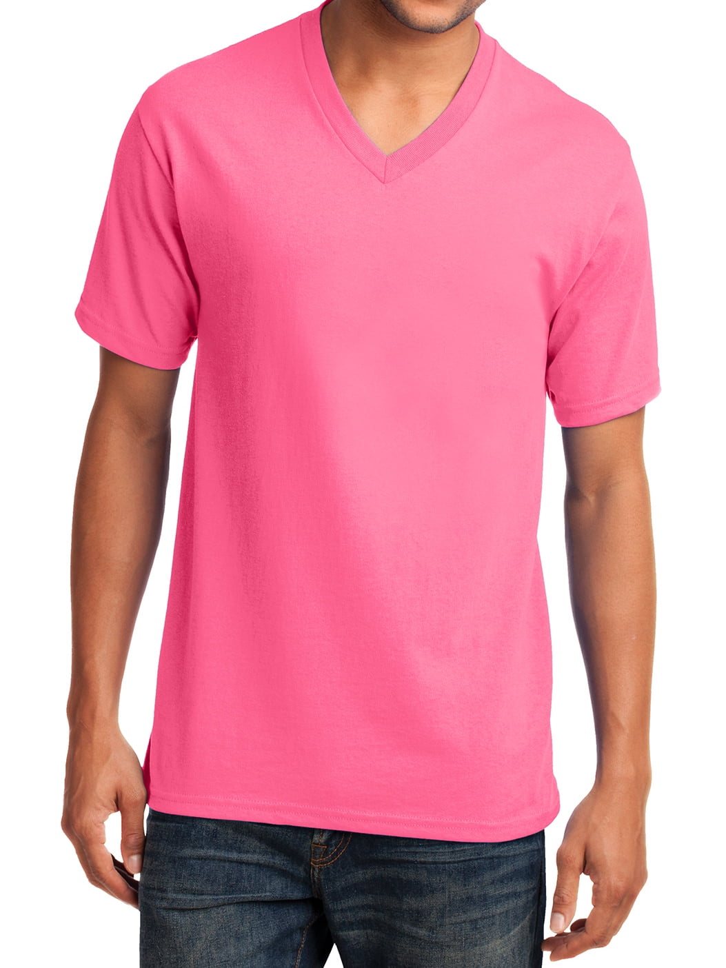 Mens Core Cotton V-Neck Tee Neon Pink 3XL - Walmart.com