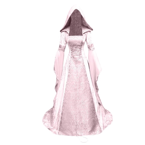 Women's Medieval Cosplay Costume Dress, Vintage Renaissance Hooded Corset Style Dress, Gothic Halloween Outfit for Costume Party, Masquerade, Role Play, Stage Performance and Themed Events
