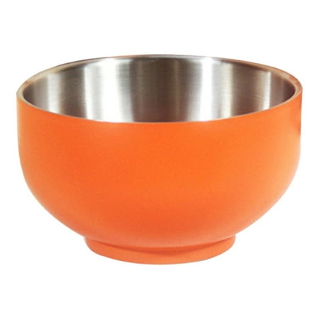 

14cm Stainless Steel Double Layer Bowl Thickening Anti-scald Soup Bowl Snack Bowl for Kids and Toddler (Orange)