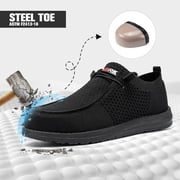LARNMERN Steel Toe Shoes for Men Non-slip Loafer Shoe Comfortable Breathable Walking Sneakers