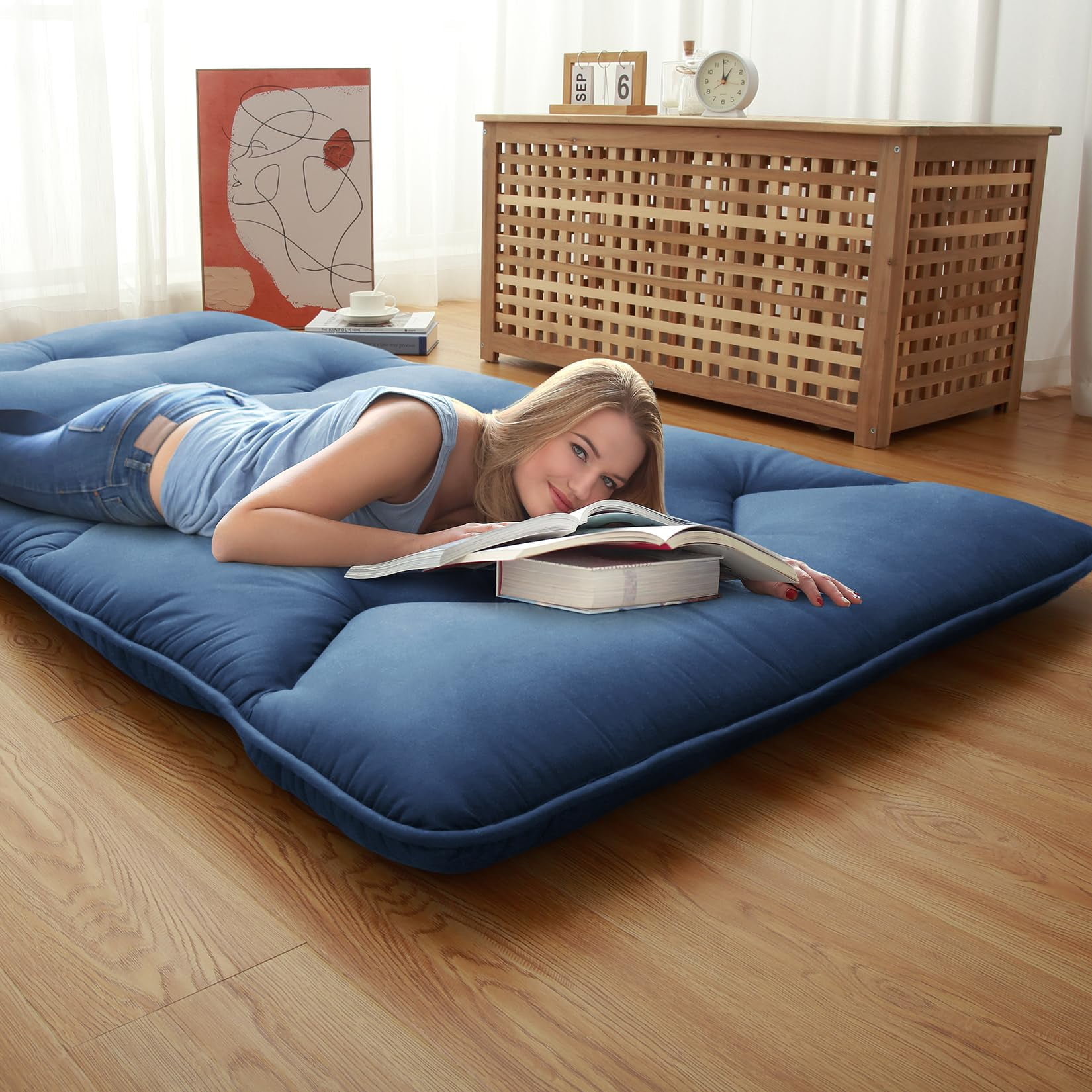 Japanese Floor Mattress - Futon Mattress Roll Up, Tatami Mat, Camping Mattress, and Couch Mattress Pad