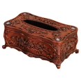 thumbnail image 2 of Caja de pañuelos con tapa, soporte para pañuelos de escritorio, almacenamiento de toallas de papel, regalos, dispensador de servilletas multiusos para Rojo marrón, 2 of 8