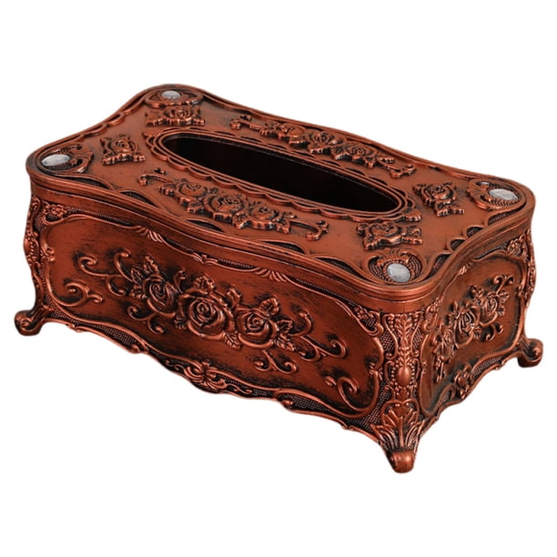 Caja de pañuelos, soporte para pañuelos faciales, caja de papel, dispensador de servilletas rectangular para Rojo marrón