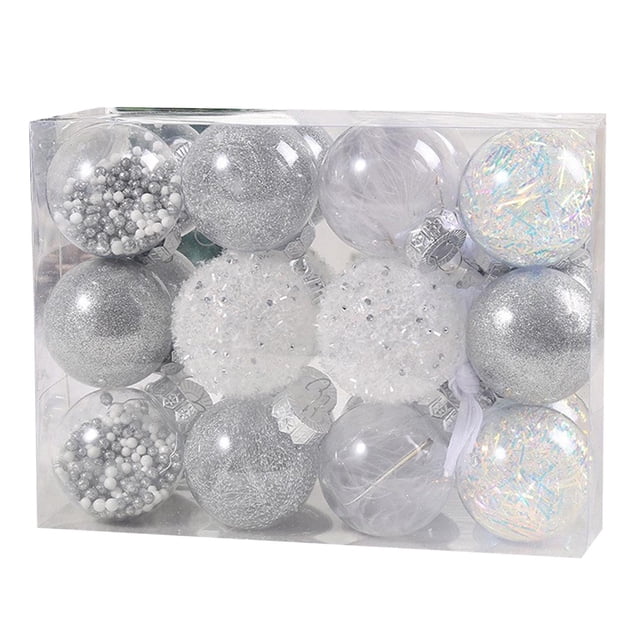 Adornos de bolas de Navidad perfecl 24 piezas en Plata
