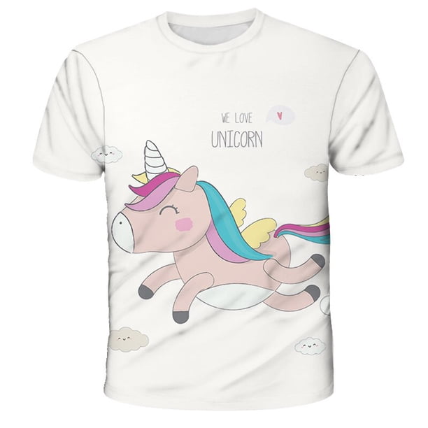 Camiseta para niños, camiseta de dinosaurio, ropa de unicornio de poliéster para niñas y niños, camiseta de manga corta para niños, ropa para bebés Teen10T Gao Jinjia LED