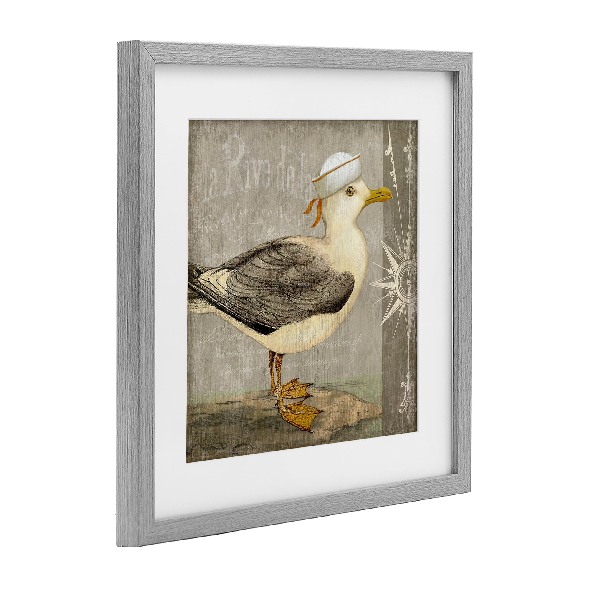 Stupell Industries Rustic Little Seagull Gray Framed Print Under Glass, design by Suzanne Nicoll
