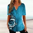 thumbnail image 1 of Fiudx Ropa de Mujer Blusa Superior con Botones de Color Sólido y Cuello Redondo, Informal, Cómoda Ya La Moda para Mujer, 1 of 5